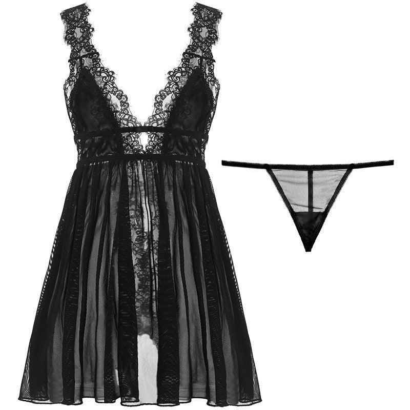 Women's Sheer Lace Suspender Skirt Set - product photo 5 of 6