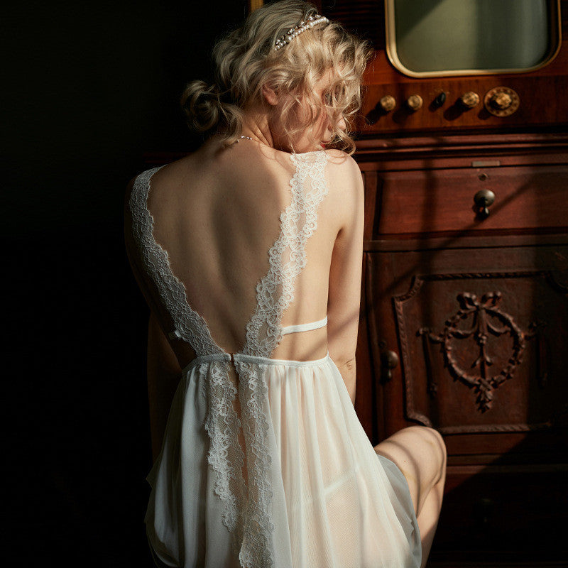 Women's Sheer Lace Suspender Skirt Set - product photo 4 of 6