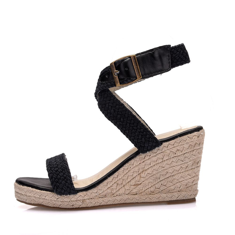 Hand-Woven Wedge Platform Roman Sandals - photo 2
