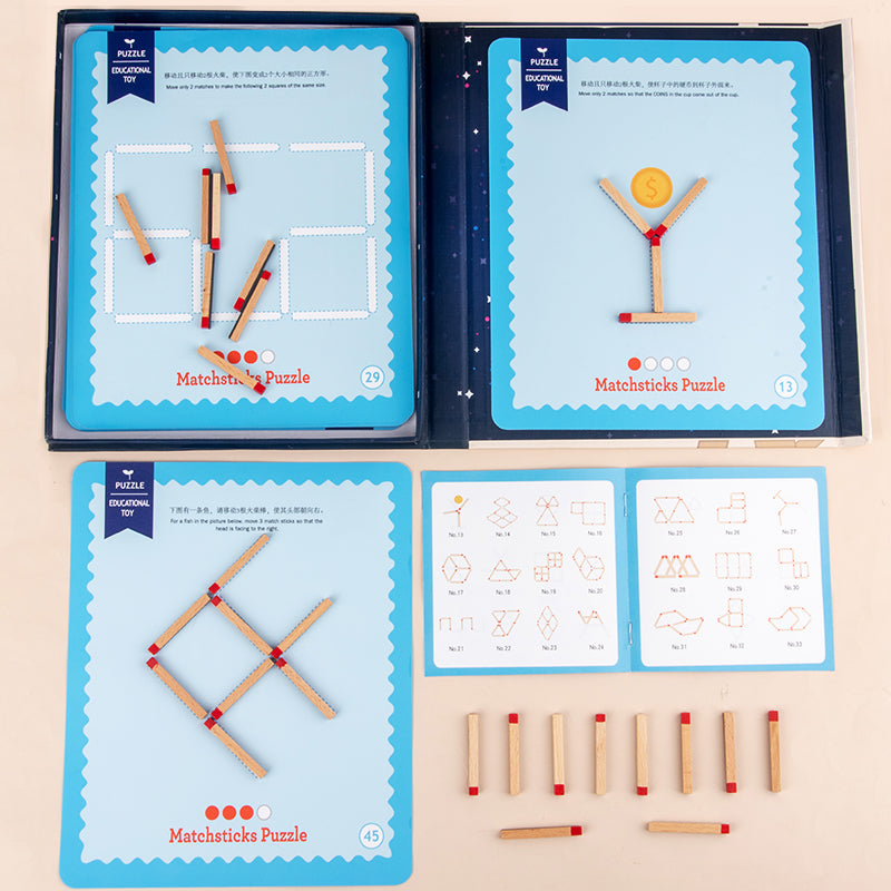 Montessori wooden matchstick puzzle - instructions