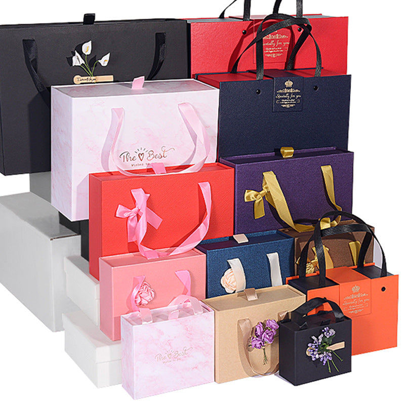 Wedding drawer-style gift box, front view