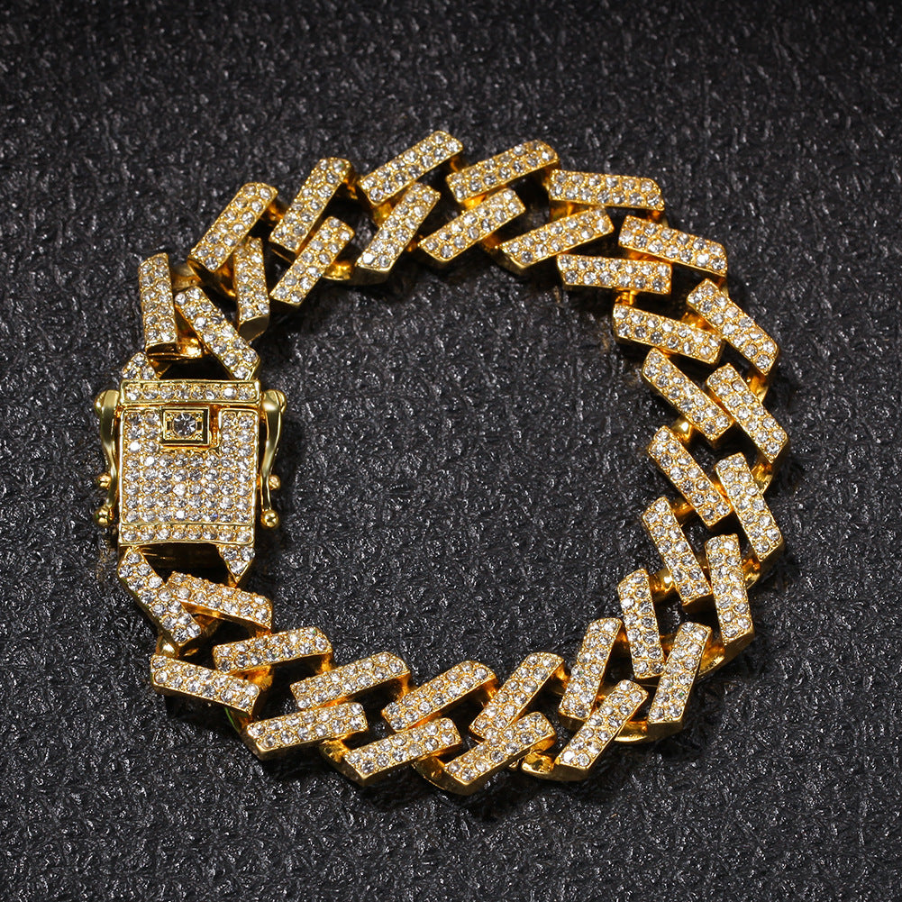 Gold-Plated Rhinestone Bracelet for Men - photo 2