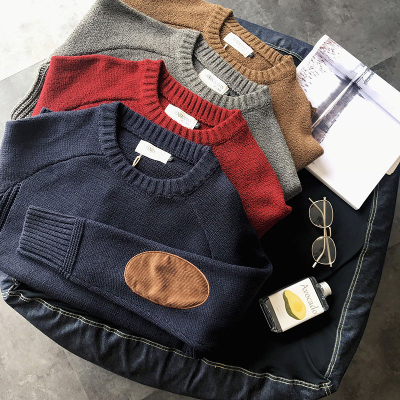 Crew neck patch sweater, main view