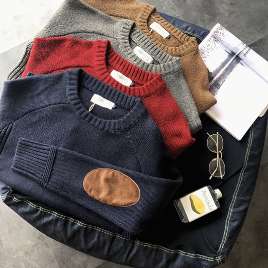 Crew neck patch sweater, main view
