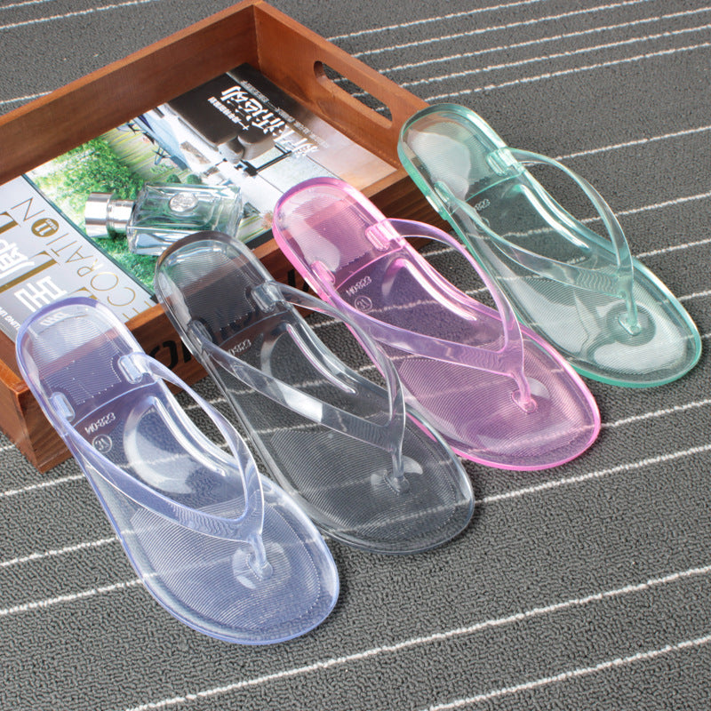 Crystal Clear Flat Flip Flops – Transparent Beach & Student Sandals - product photo 4 of 10