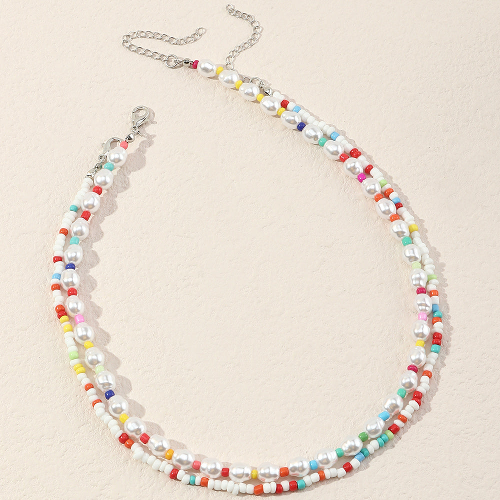 Minimalist Pearl Geometric Clavicle Chain Necklace - product photo 1 of 8
