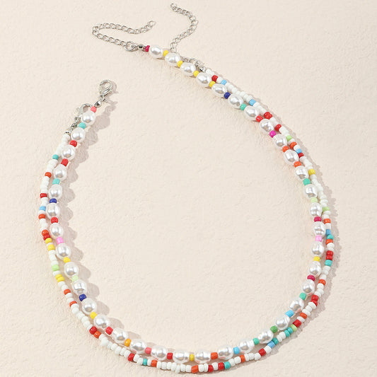 Minimalist Pearl Geometric Clavicle Chain Necklace - product photo 1 of 8