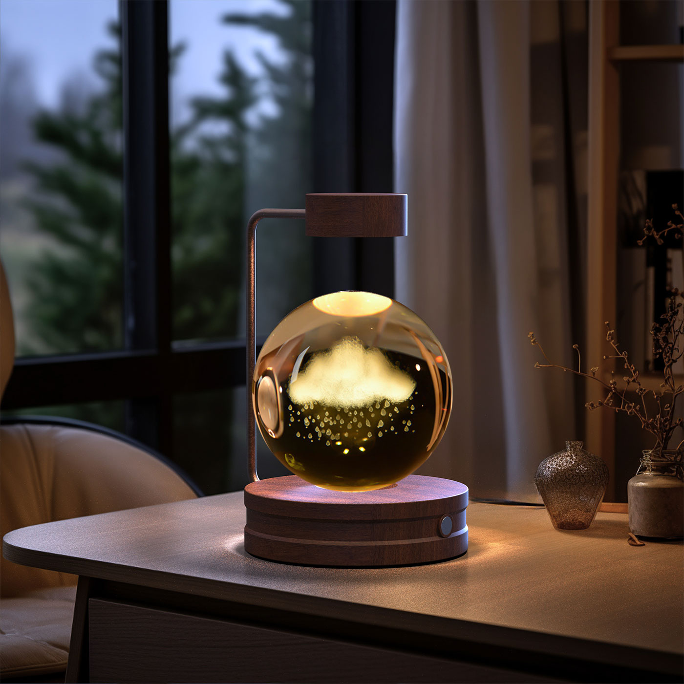 3D crystal night light with wood base, design option 45 of 51