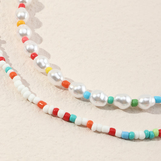 Minimalist Pearl Geometric Clavicle Chain Necklace - product photo 2 of 8