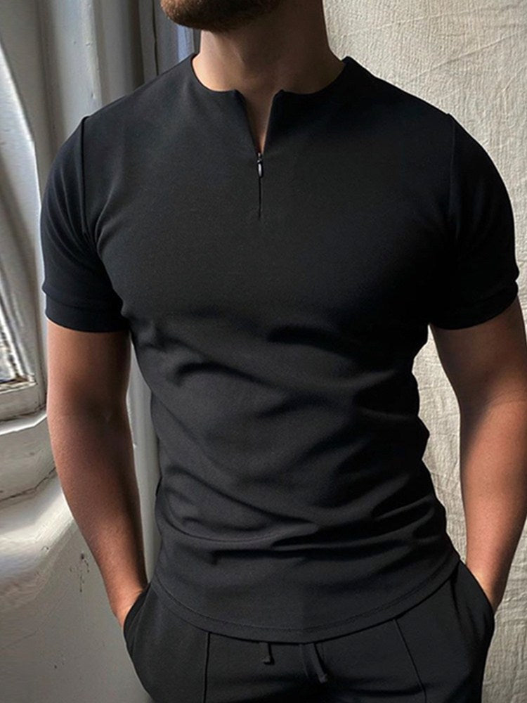 Men's Solid Polo Shirt – Breathable Short-Sleeve Summer Shirt - product photo 11 of 15