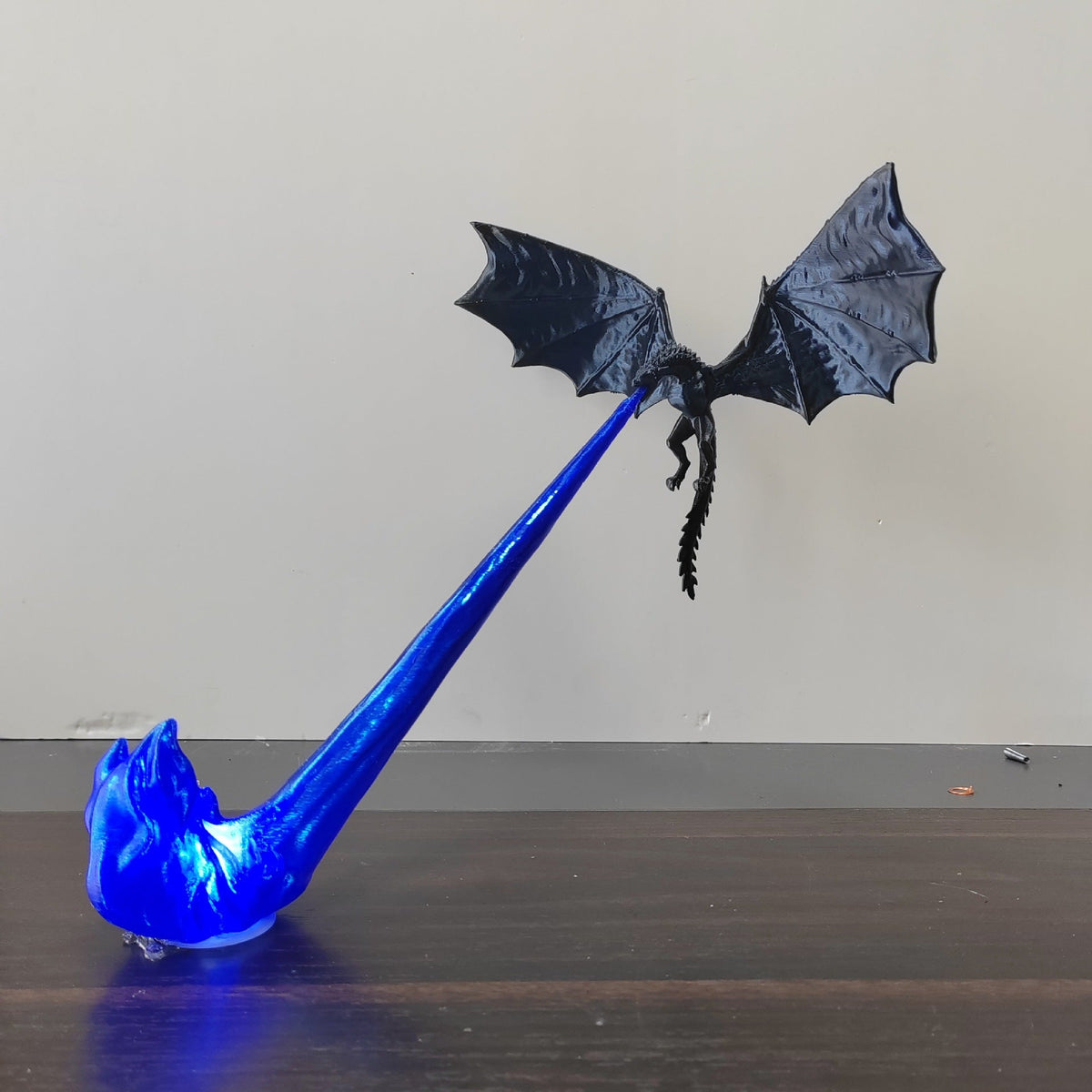 3D printed dragon bookshelf nook light with LED flame - view 5