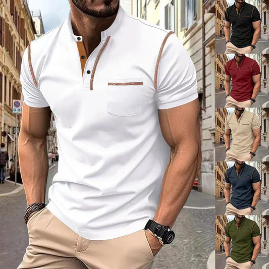 Men's Quick-Dry Polo Shirt – Henry Collar Breathable Cotton Tee - product photo 1 of 8