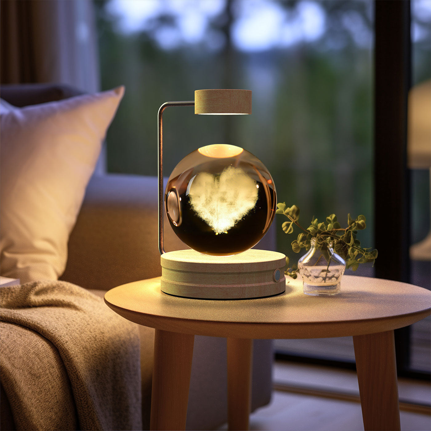 3D crystal night light with wood base, design option 3 of 51
