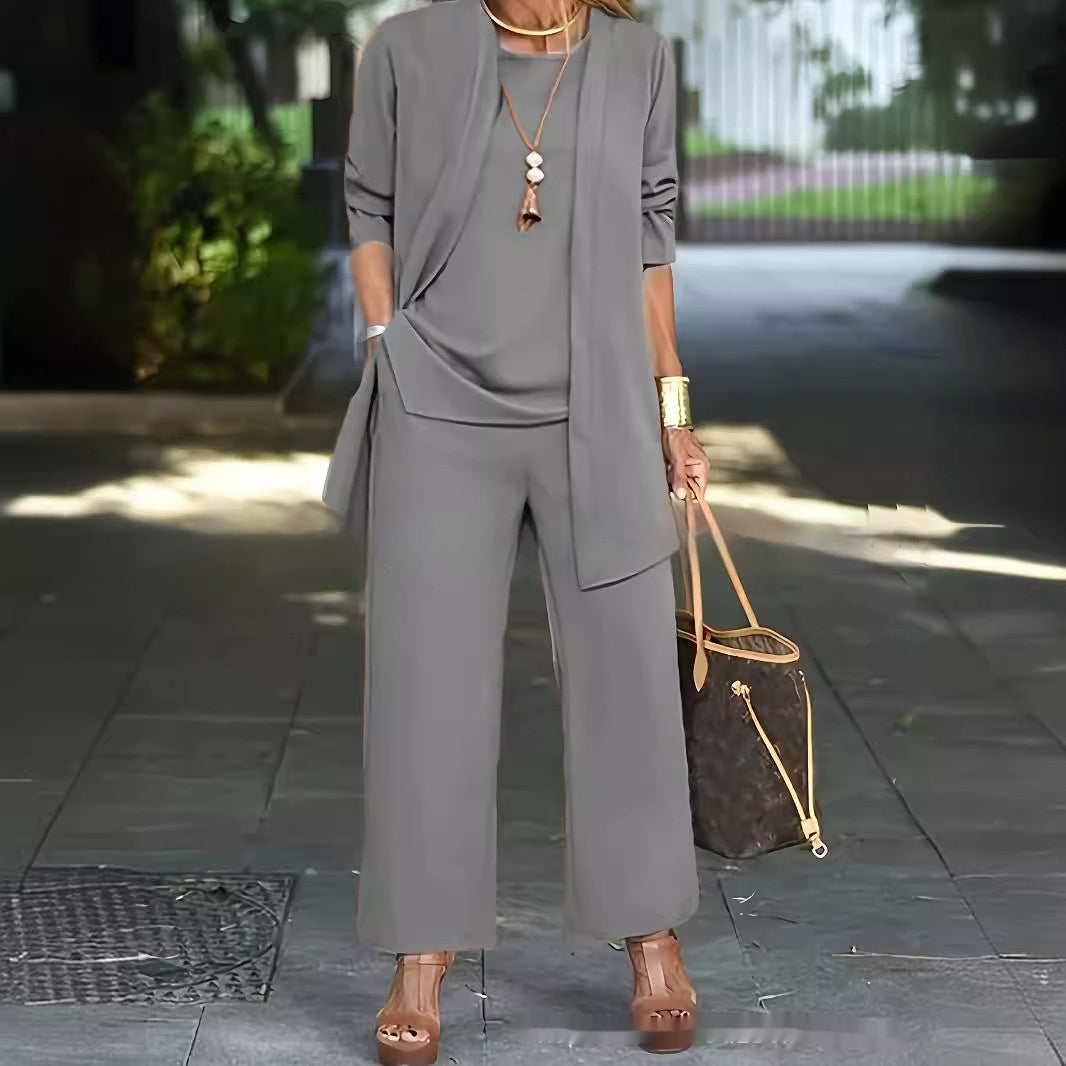 Women's 3-Piece Cardigan Suit Set – Vest Top, Jacket & Wide-Leg Pants – photo 6 of 20