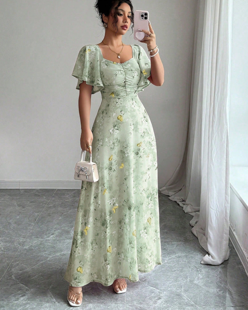 Two-piece floral dress styled outfit