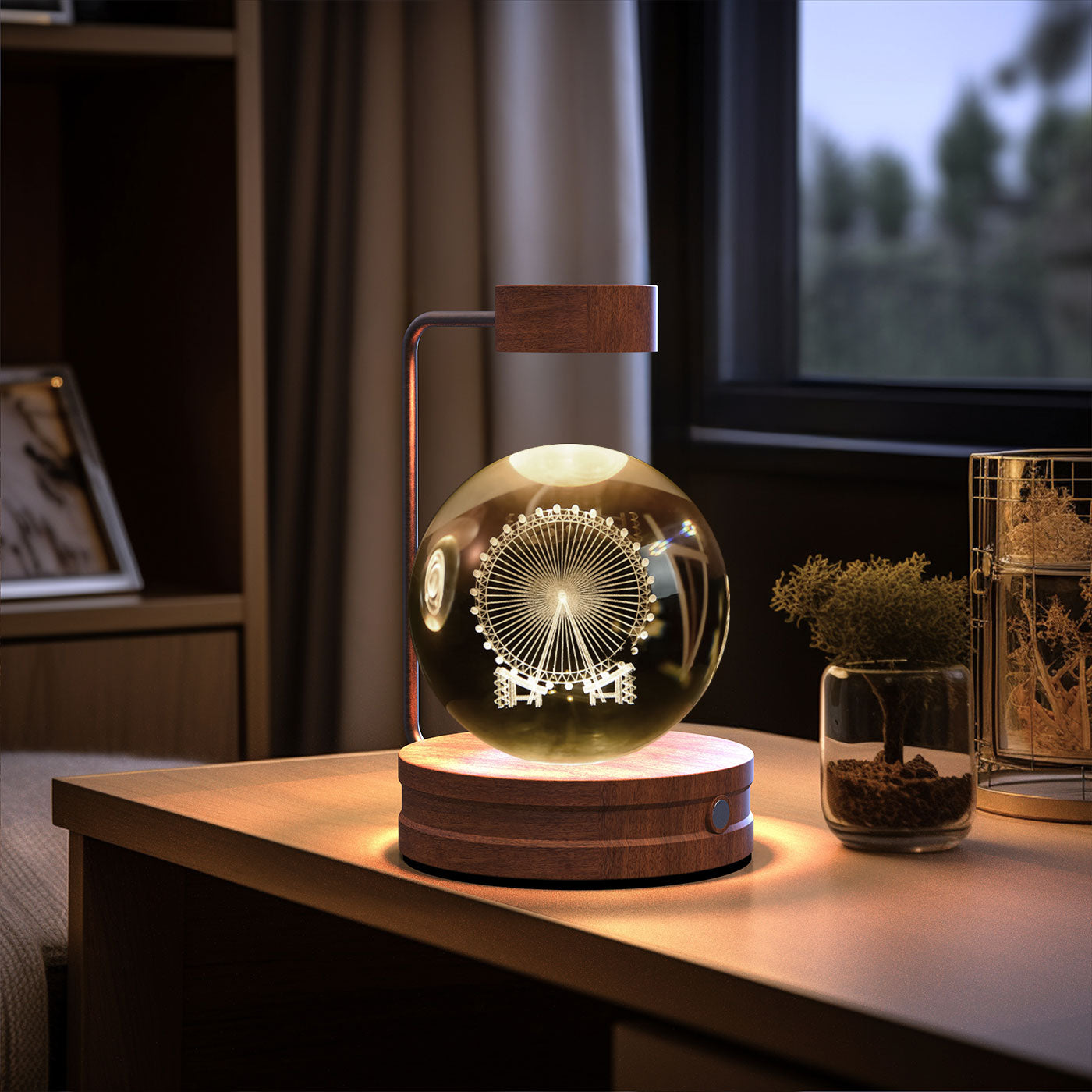 3D crystal night light with wood base, design option 27 of 51