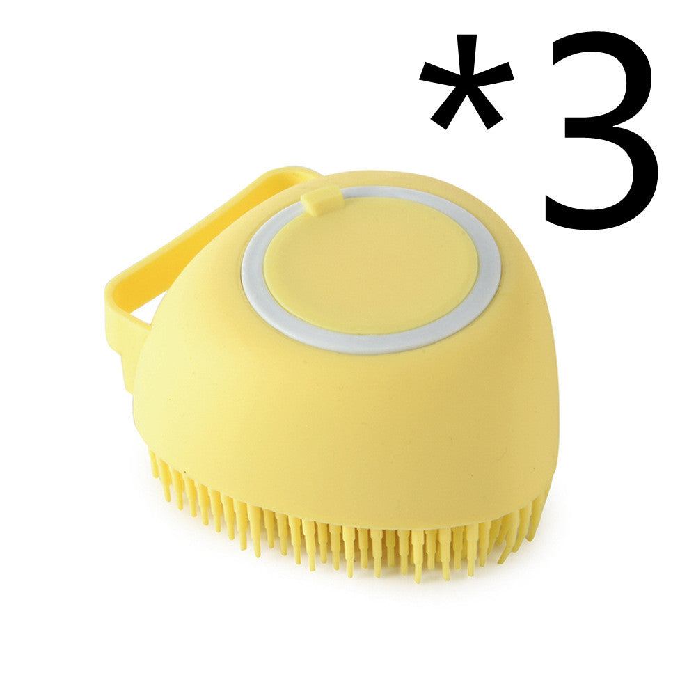 Silicone pet bath massage brush with shampoo dispenser for dogs and cats - view 4