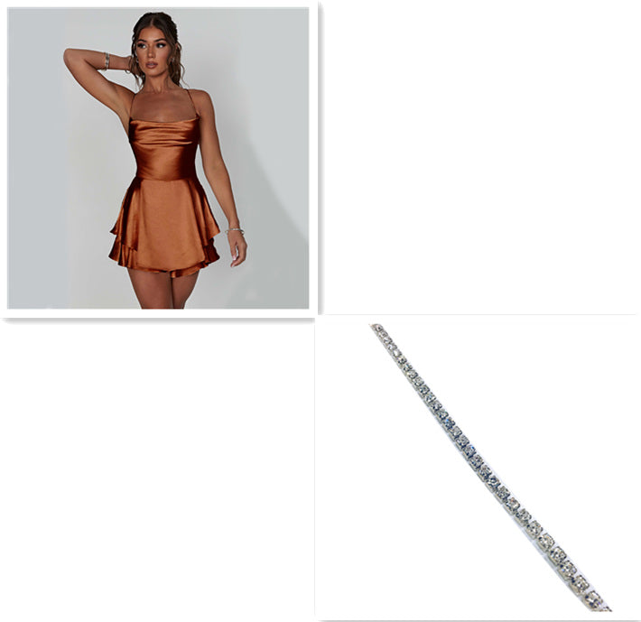 Sexy Suspender Satin Skirt Dress – Backless Lace-Up A-Line Short Dress - product photo 12 of 23