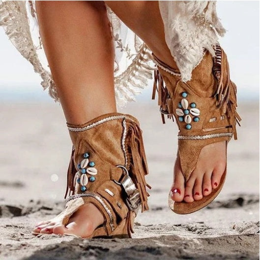 Leopard Print Fringe Flip Flops – Fashion Roman Sandals for Women - product photo 4 of 9