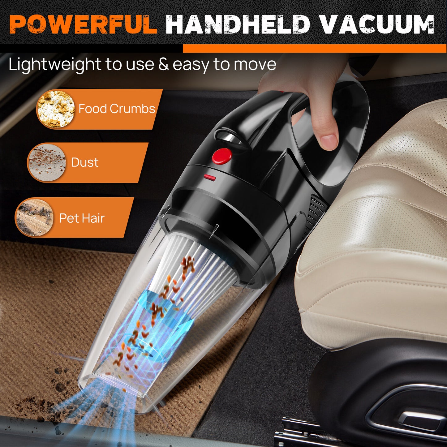 Cordless handheld car vacuum cleaner - full kit package contents