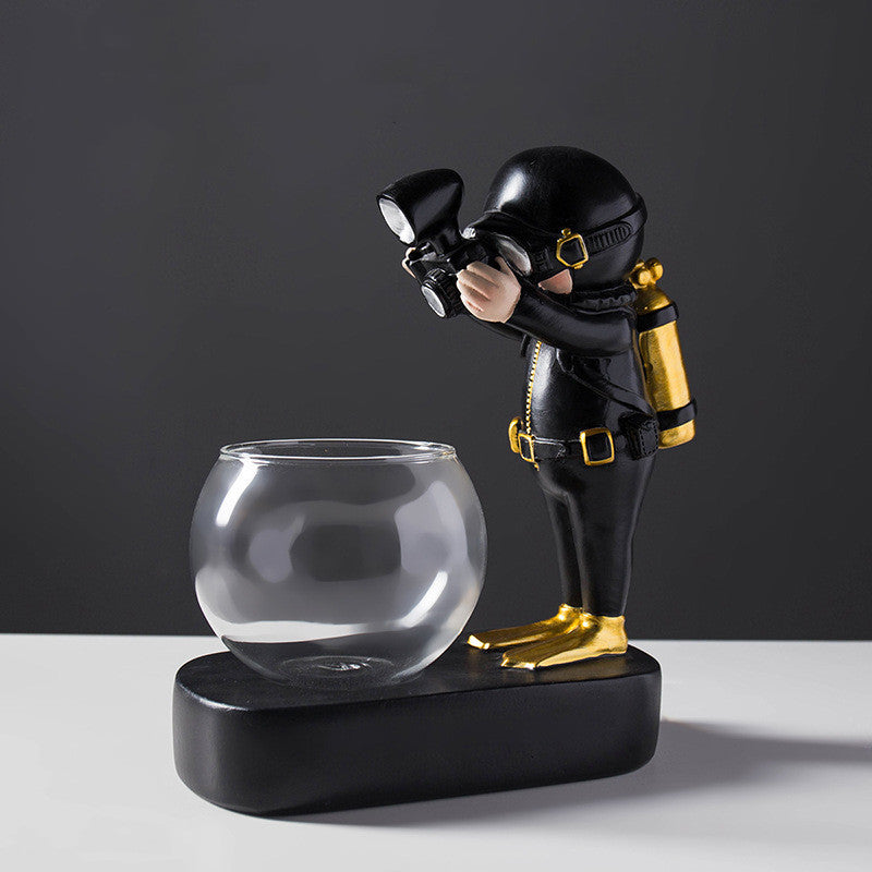 Astronaut glass vase, silver diver variant