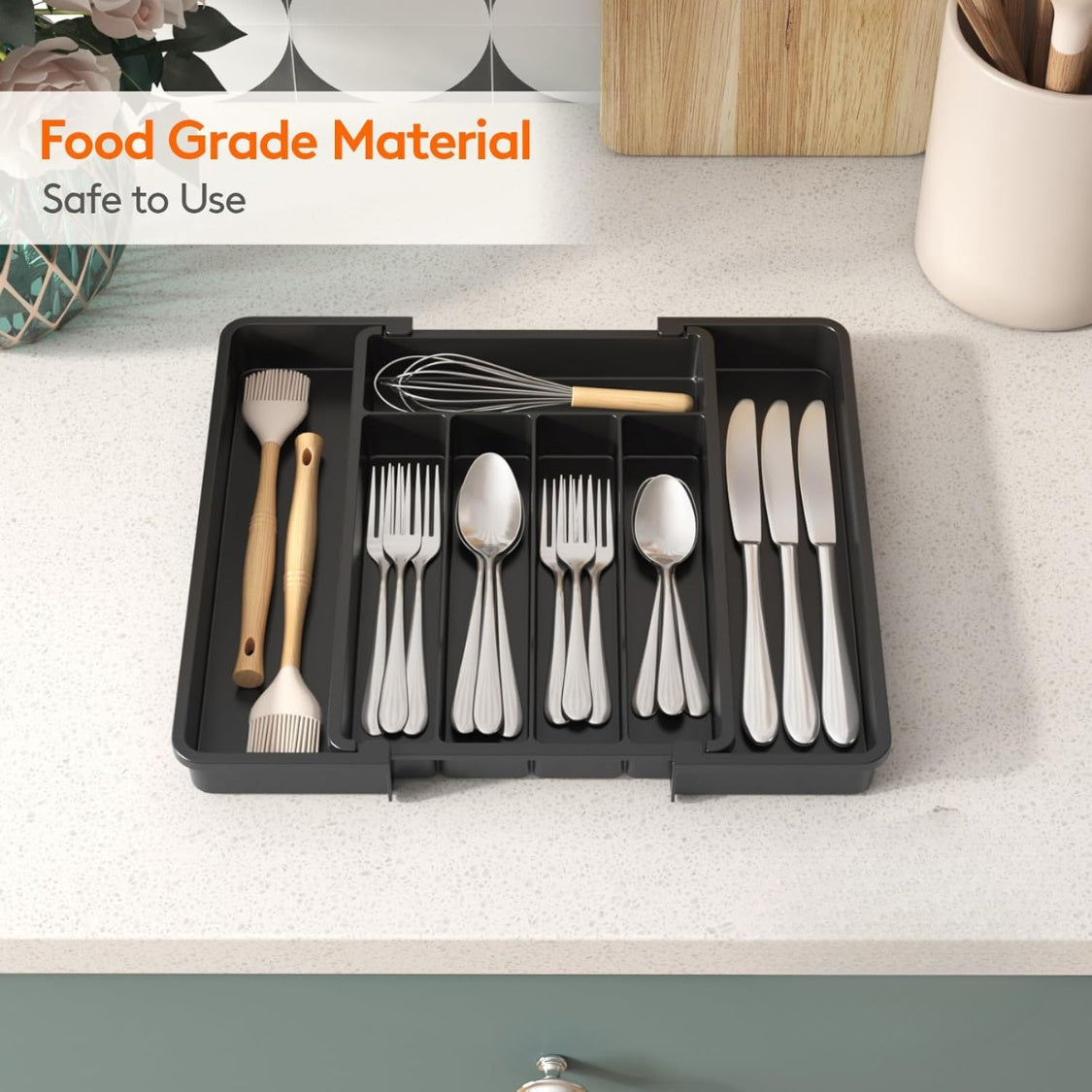 Organizer installed in kitchen drawer