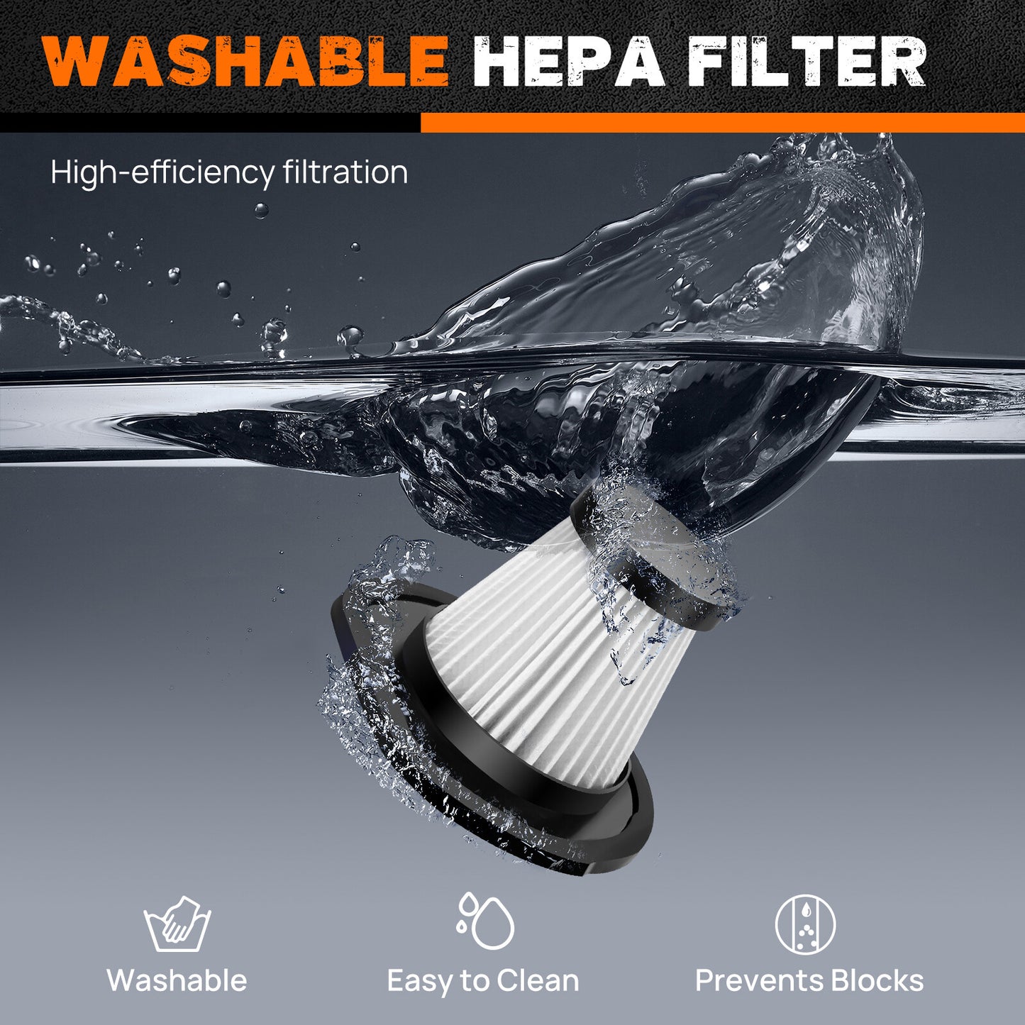 Cordless handheld car vacuum cleaner - LED light feature