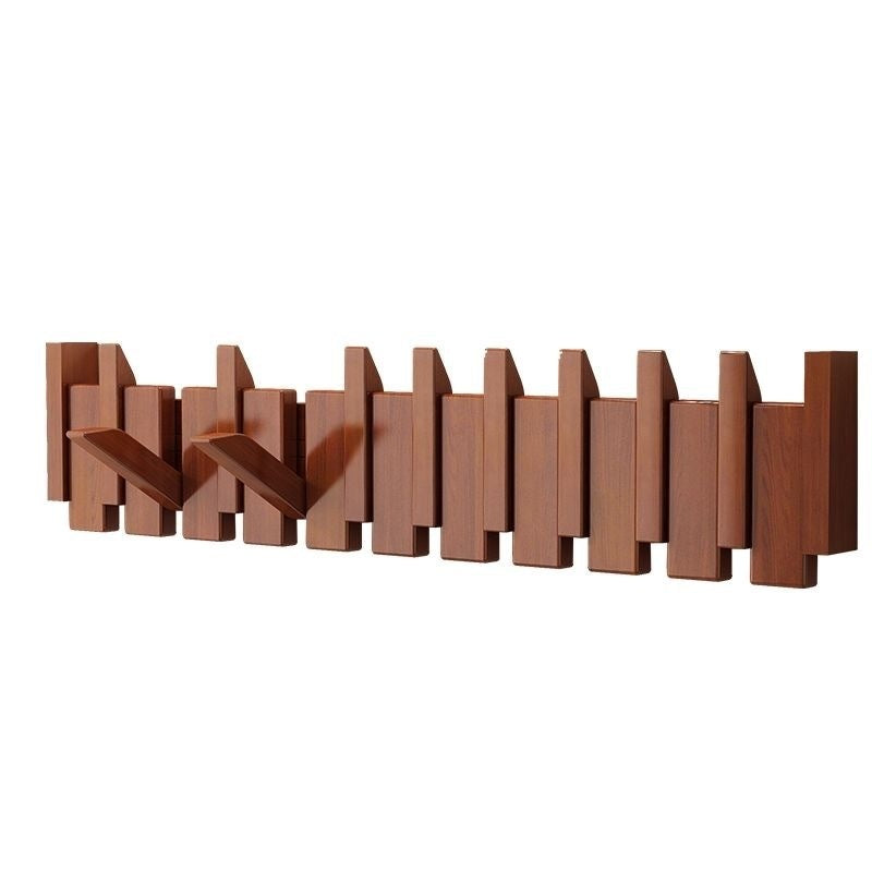 Wall-Mounted Wood Coat Rack – Piano Key Hook Entryway Storage - product photo 9 of 10