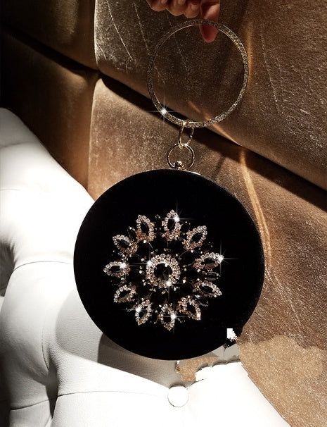 LOLIBOX velvet round clutch in red