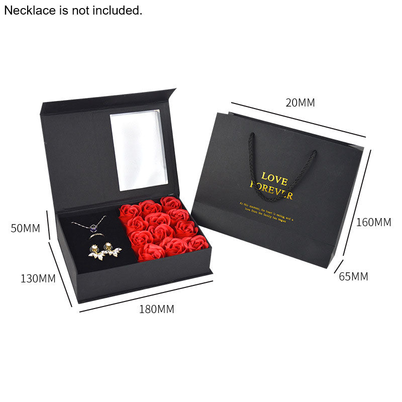 Soap flower rose gift box, ribbon detail