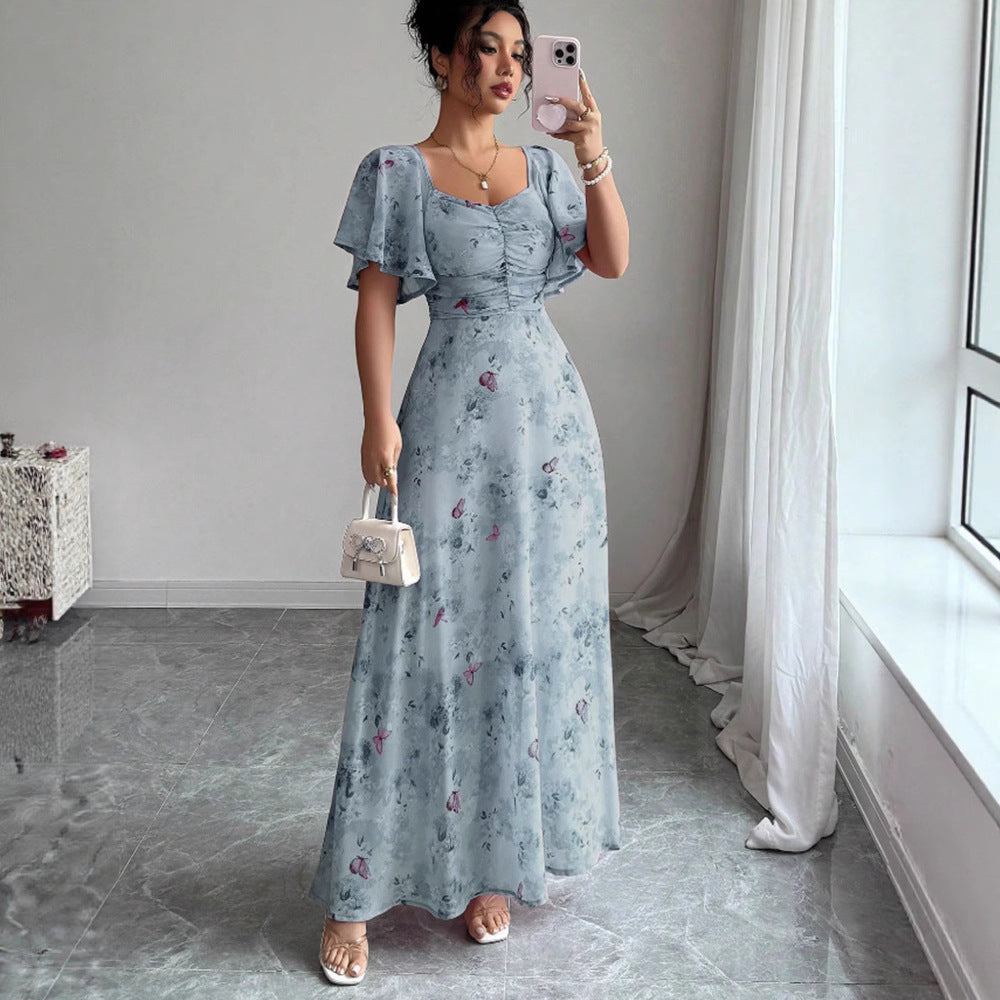 Floral lotus sleeve dress size chart