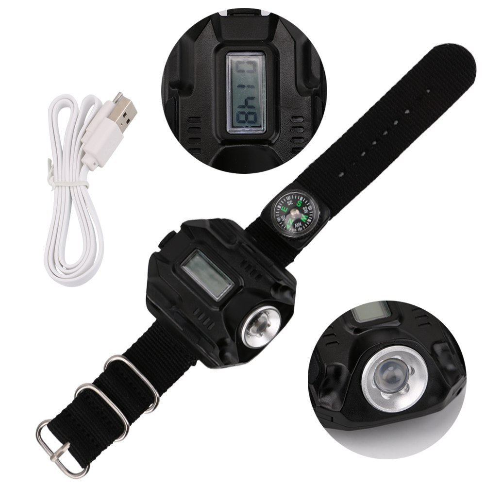 LED flashlight watch light beam demonstration