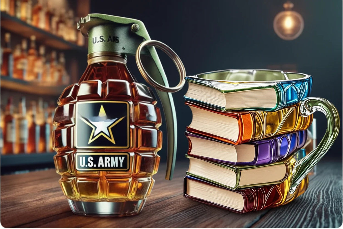 3D book stack mug, close-up of painted book details