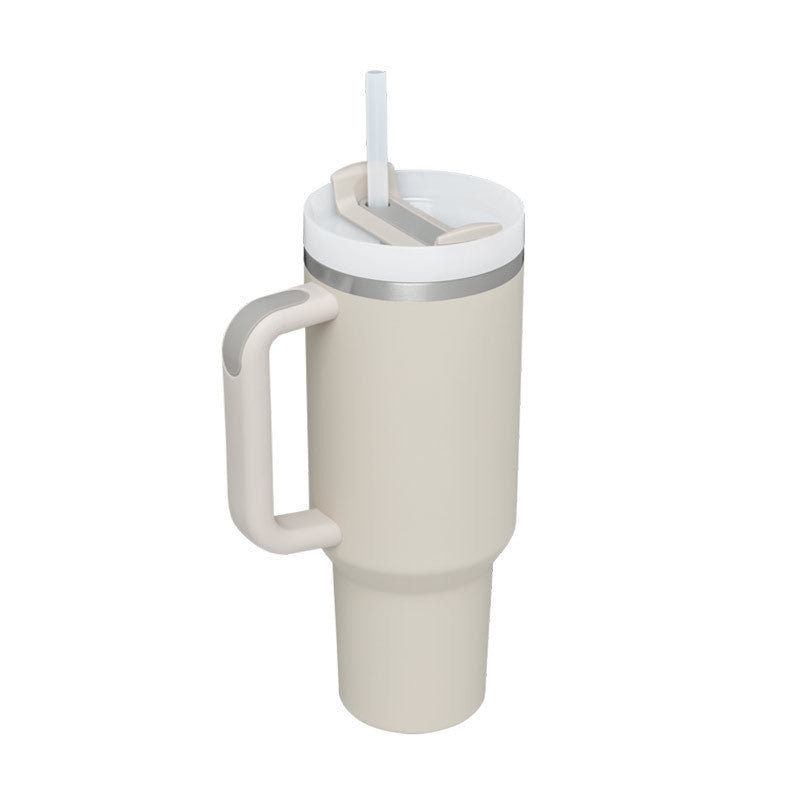 40oz insulated stainless steel tumbler with handle and straw, color option 6