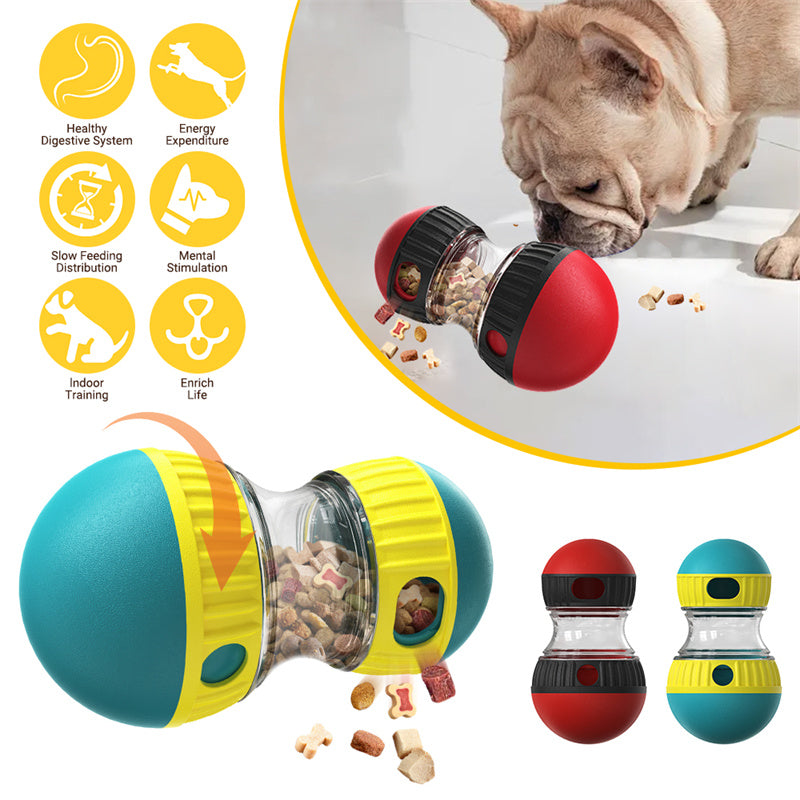 Interactive treat dispensing toy with dog