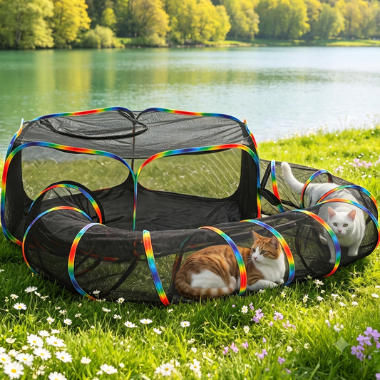 2-in-1 Collapsible Outdoor Cat Tent & Play Tunnel - main product photo