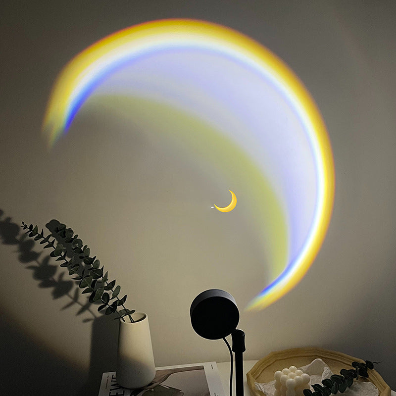 Moon lamp rainbow sunset effect on wall