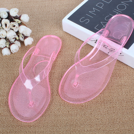 Crystal Clear Flat Flip Flops – Transparent Beach & Student Sandals - product photo 2 of 10