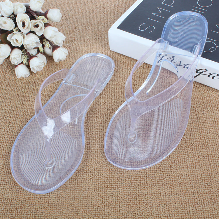 Crystal Clear Flat Flip Flops – Transparent Beach & Student Sandals - product photo 11 of 11