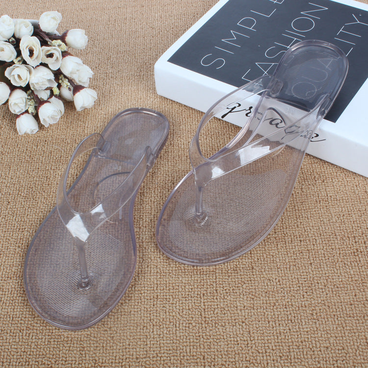 Crystal Clear Flat Flip Flops – Transparent Beach & Student Sandals - product photo 9 of 10
