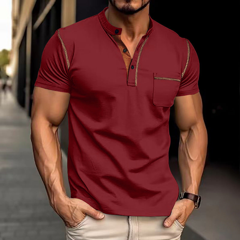 Men's Quick-Dry Polo Shirt – Henry Collar Breathable Cotton Tee - product photo 3 of 8