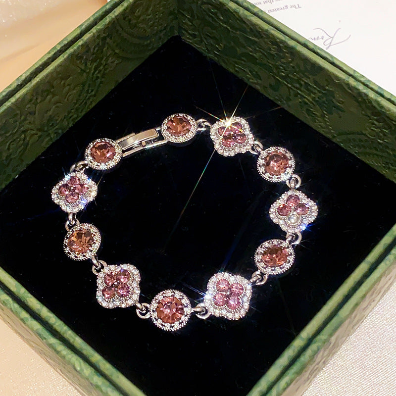 French style oval zircon bangle bracelet – gift-ready packaging