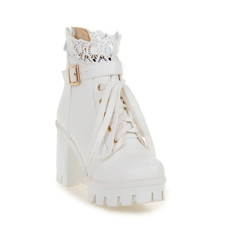 Women's lace-up square heel ankle boots - view 7