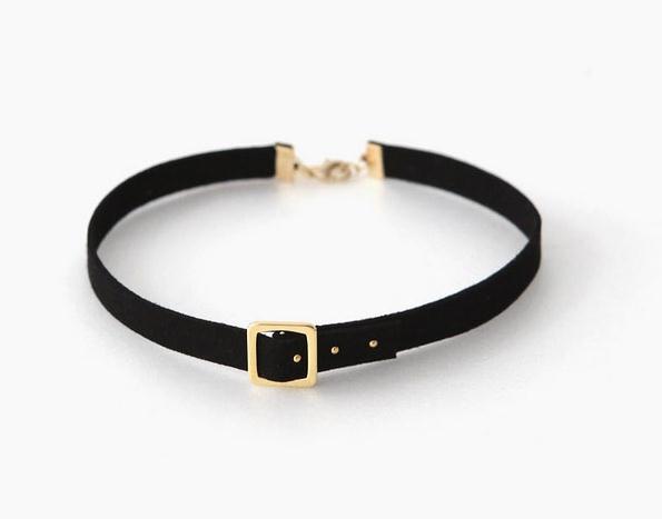 Studded choker necklace, geometric pendant detail