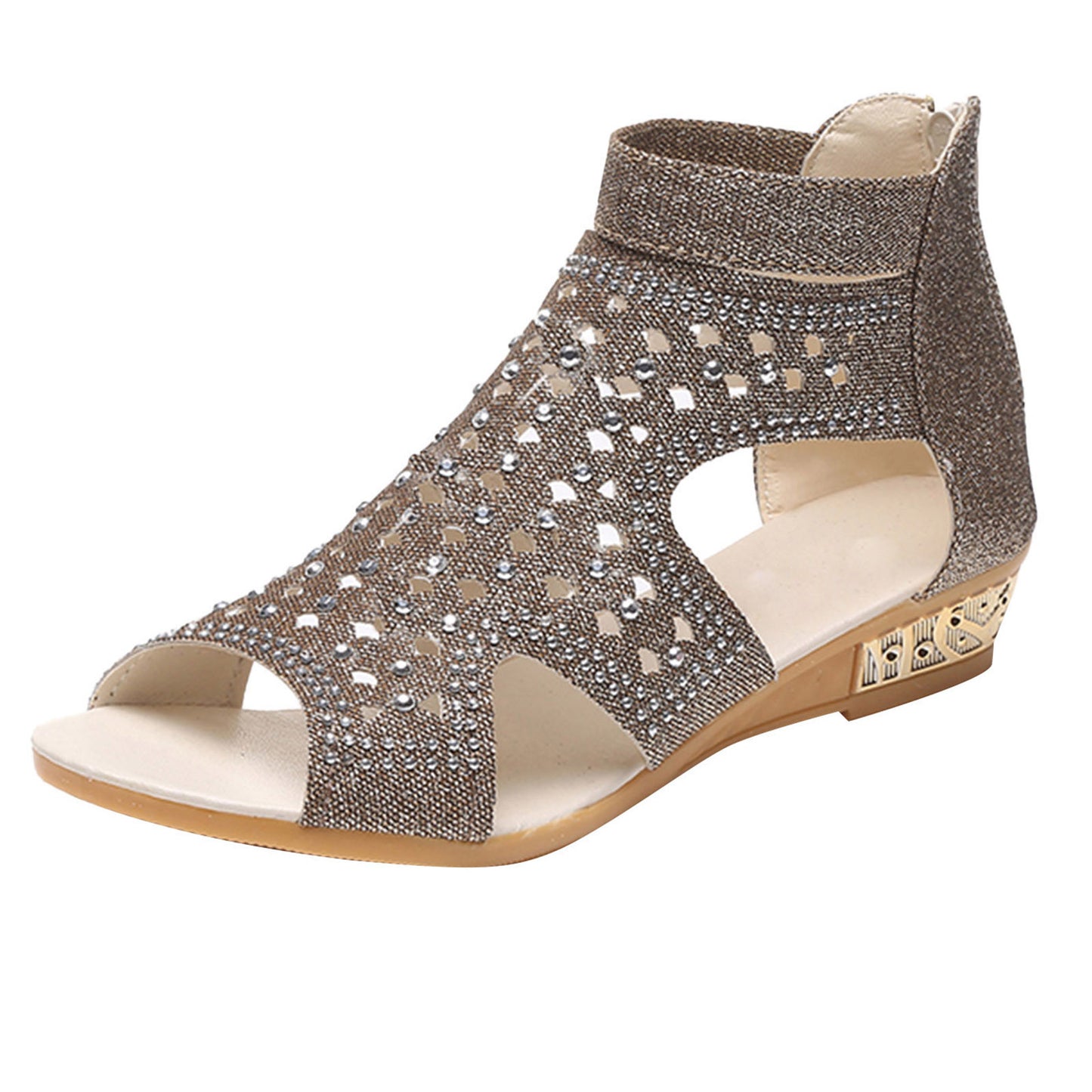 Rhinestone peep-toe Roman sandals with back zip - photo 3 of 7