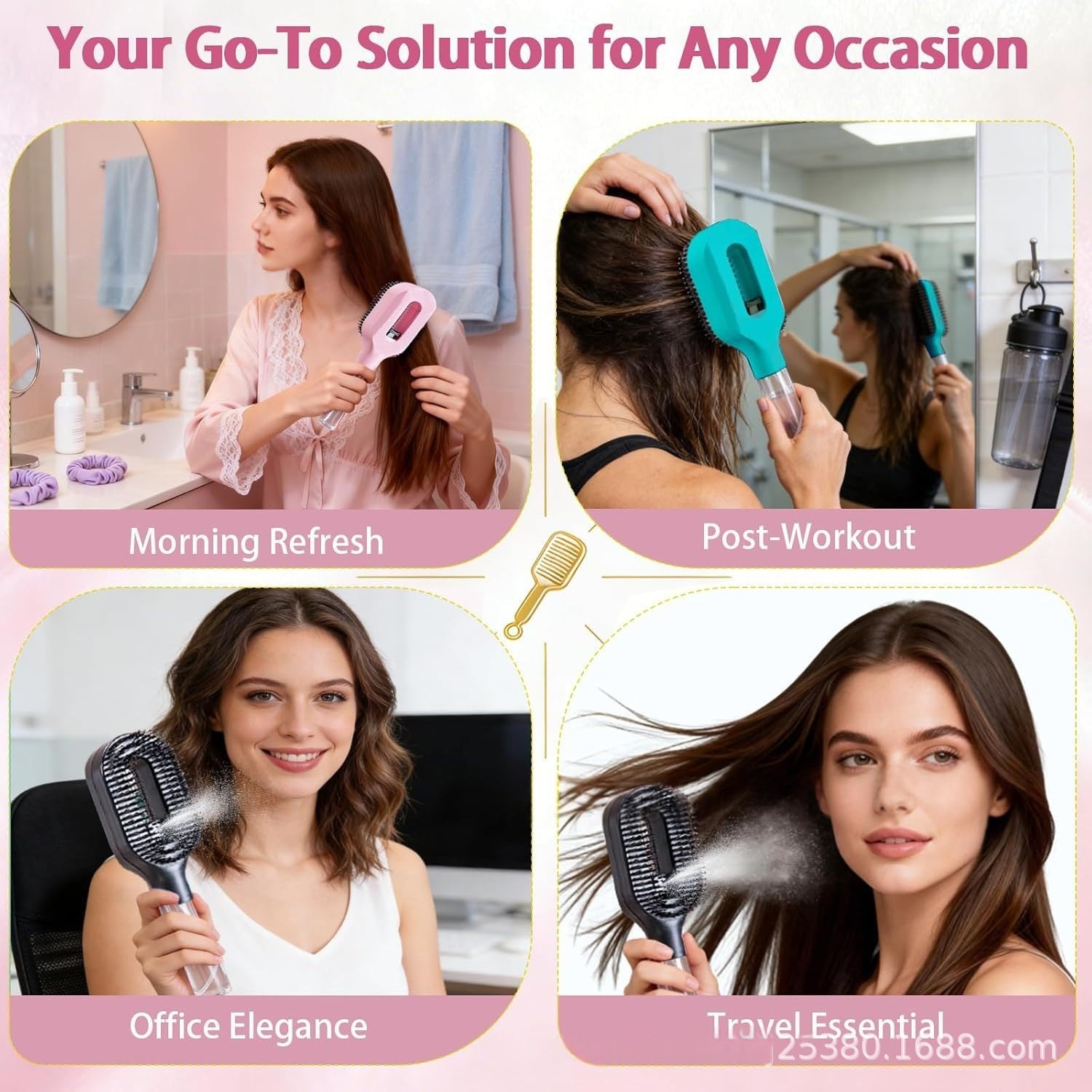 Detangling hairbrush spray bottle refill demonstration