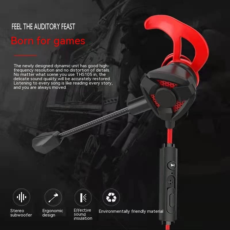 Gaming in-ear earphones with microphone, front view