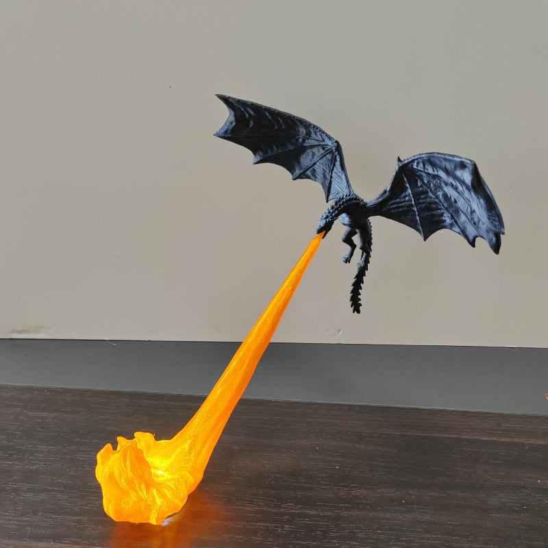 3D printed dragon bookshelf nook light with LED flame - view 8