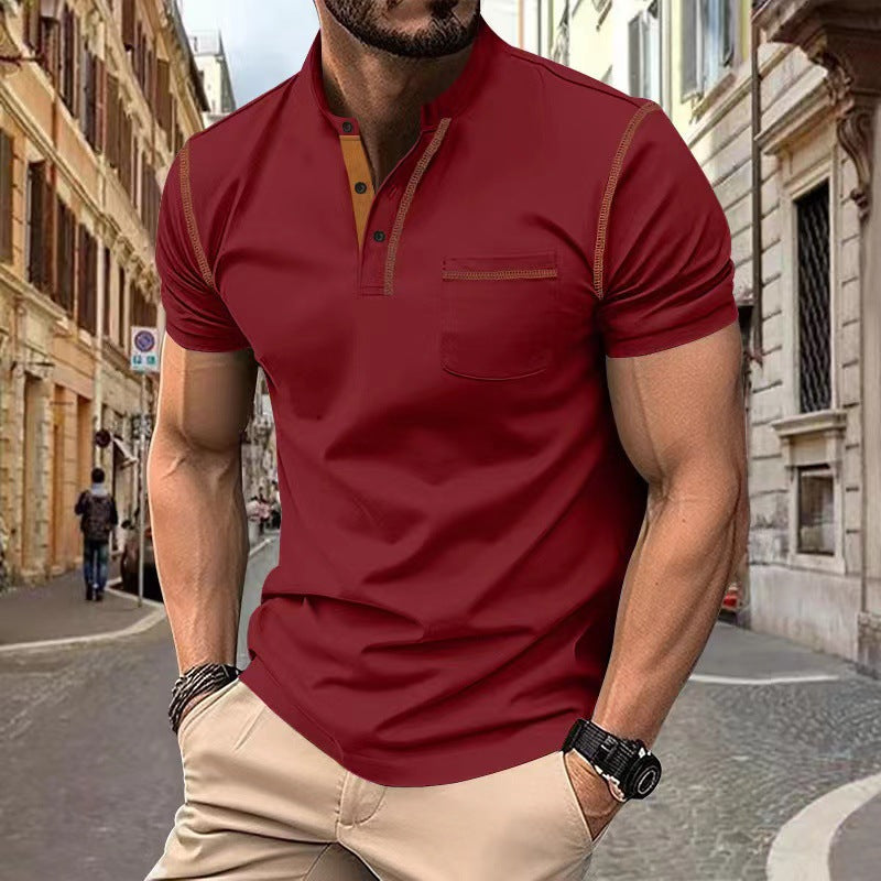 Men's Quick-Dry Polo Shirt – Henry Collar Breathable Cotton Tee - product photo 7 of 8