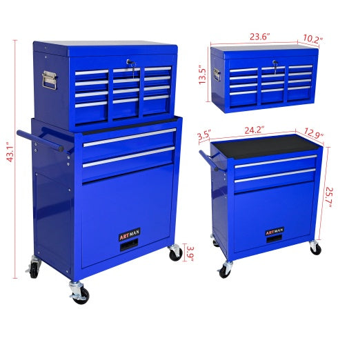 High-Capacity Rolling Tool Chest with Wheels – 8-Drawer Tool Storage Cabinet (Blue) - product photo 7 of 8